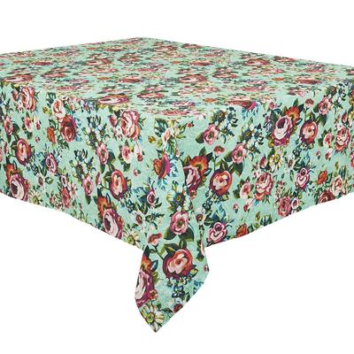 Großformatige Tischdecke aus Baumwolle Floraler Druck Lagune 140x235