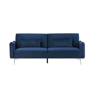 3-Sitzer-Sofa, umwandelbar, aus Samt, blau