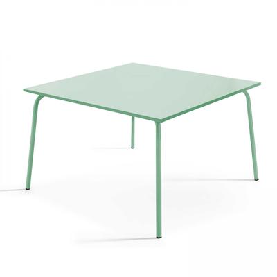 Quadratischer Gartentisch aus Metall Salbeigrün