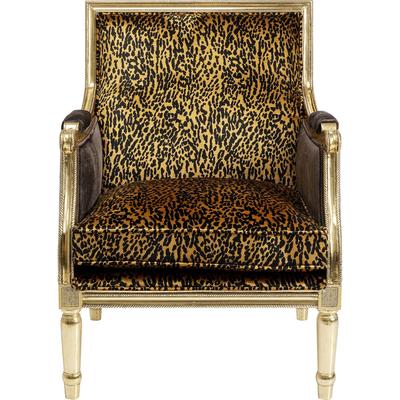 Sessel mit Leo-Print und Stahlbeinen, gold und schwarz