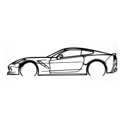 Wanddekoration Corvette Auto aus Metall, 60x15 cm, schwarz