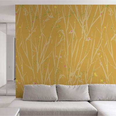 Panorama-Vliestapete abstrakte Blumen Gelb 150x250cm