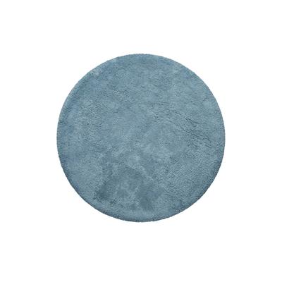Kuscheliger Badteppich rund blau, waschbar, rutschhemmend 90x90