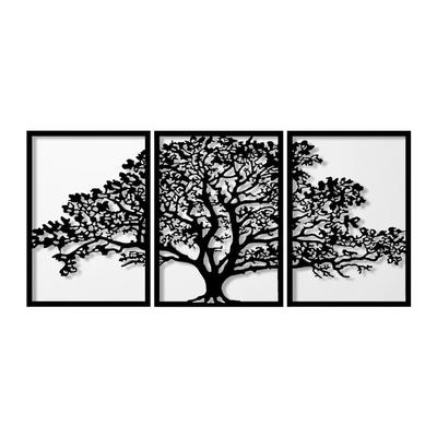 Wanddekoration Triptychon Baum des Lebens aus Metall 157x75cm, schwarz