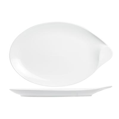 4er-Pack ovale Teller aus Porzellan, weiß, 36X23 cm
