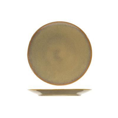 6er-Set flache Teller aus Steingut, grün, D27,5 cm
