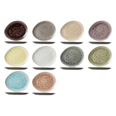 10er-Set ovale Teller aus Steingut, mehrfarbig,19,5X16 cm