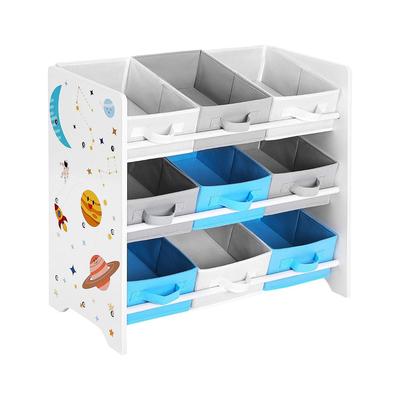 Kinderregal mit 9 herausnehmbaren Aufbewahrungsboxen - weiß