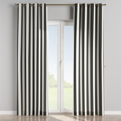 Gestreifter Vorhang mit Ösen, schwarz und weiß, 130x245 cm