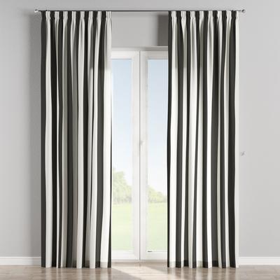 Gestreifter Vorhang mit Kräuselband, schwarz und weiß, 130x245 cm