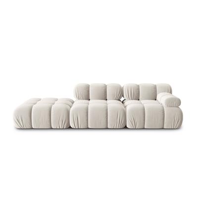 4-Sitzer modulares Sofa links aus Samt, leichtes beige