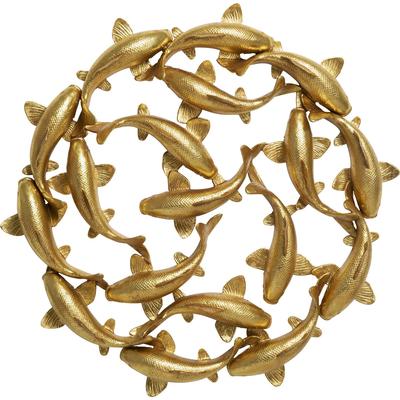 Wanddeko Fischschwarm, gold, D102cm