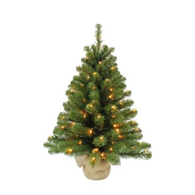 Künstlicher Weihnachtsbaum mit LED-Beleuchtung in Jutesack 60