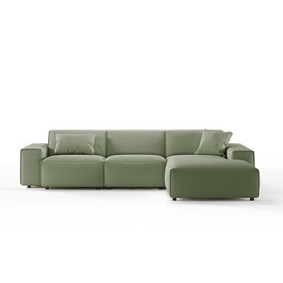 Ecksofa aus Cord, olivgrün