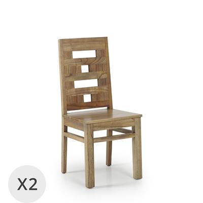 2er Set Stühle aus Holz, beige