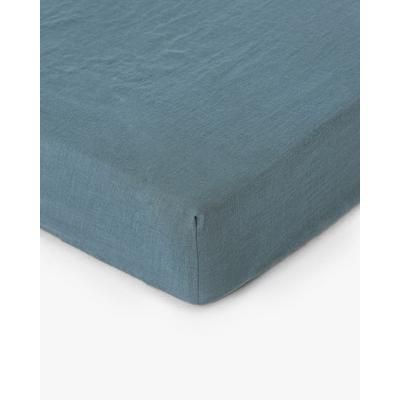 Spannbettlaken aus Leinen, Blau, 160x200x23 cm