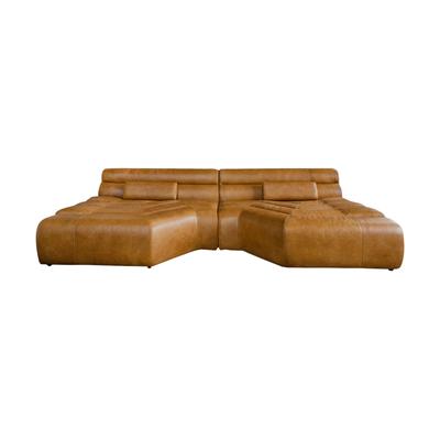 Big Sofa aus Leder mit Kissen, cognac