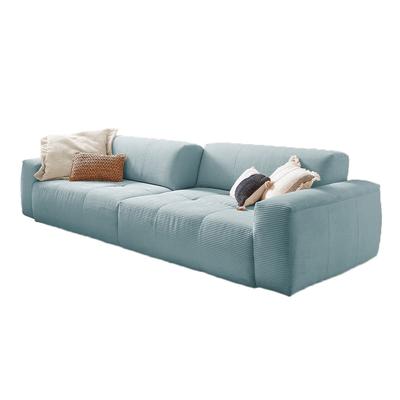 Sofa mit Sitztiefenverstellung aus Cord, hellblau