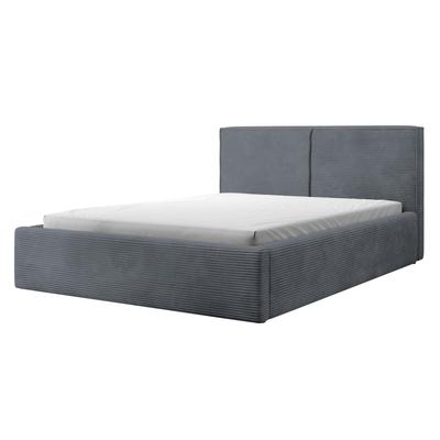 Bett mit Polsterrahmen, Cordbezug 160 cm, grau