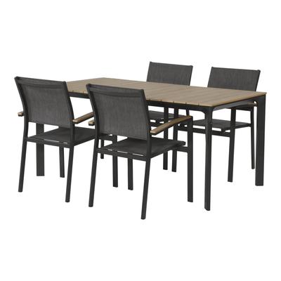 Sitzgruppe eckig 5-tlg, Aluminium, 160x90x74 cm, Teakoptik