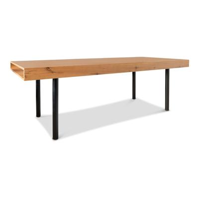 Esstisch mit 10 Sitzplätzen aus hellem Holz und schwarzem Metall