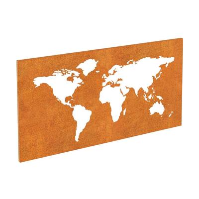 Bild aus Corten Stahl Weltkarte, 140x80x2 cm, Edelrost
