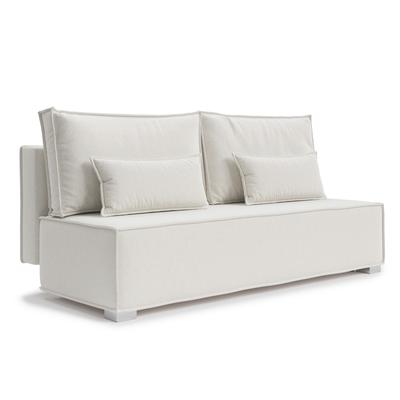 Sofa mit Schlaffunktion, Samtbezug in Hellbeige, 200 cm