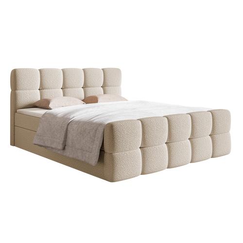 Boxspringbett mit Bettkasten, Hellbeige, 180 cm