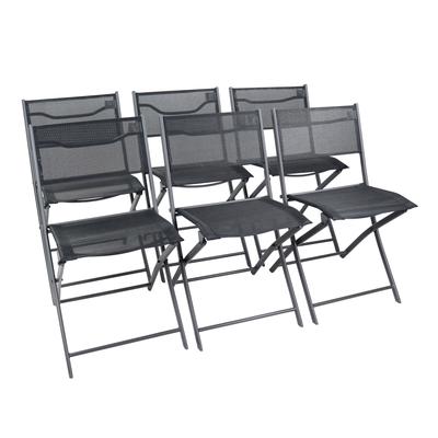 6er Set Gartenstühle aus Metall, 45 cm, schwarz