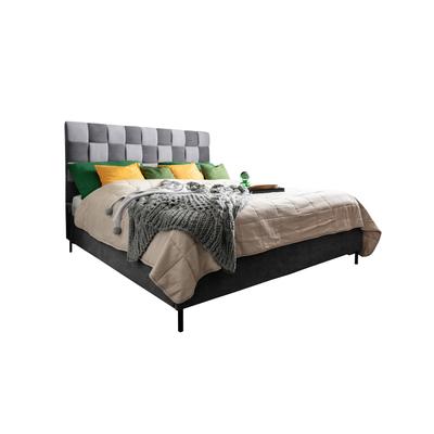 Bett mit Polsterrahmen, Easy-Clean Velours, 180x200, Hellgrau/Grau