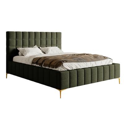Bett mit Polsterrahmen in Olivgrün, 140 cm