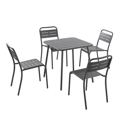 Set Tisch + Stühle dunkelgrau 4 Sitze
