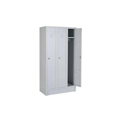 CEHA Reihenspind- und Garderobenschrank mit 90 cm Breite mit Türen in lichtgrau, 3 Abteilfächer Image