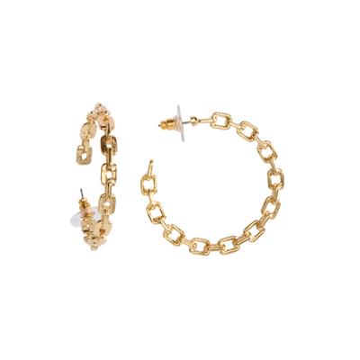 Plus Size Women's Chain Link Hoop Earrings by Accessories For All in Gold