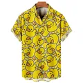 Chemises imprimées en canard 3D pour hommes chemise hawaïenne à manches courtes chemises de plage