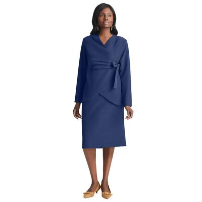 Plus Size Women's 2-Piece Wrap Jacket Skirt Suit by Jessica London in Navy (Size 26)