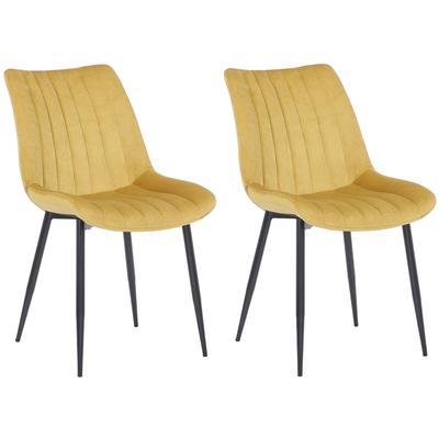 2er Set Stühle mit Metallgestell Sitz aus Samt gelb