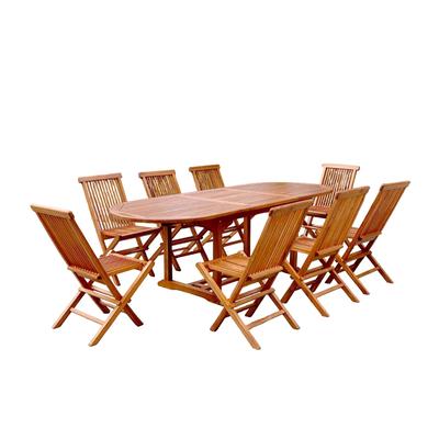 Gartenmöbel aus geöltem Teakholz 8 Personen - ovaler Tisch + 8 Stühle