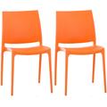 2er Set Gartenstühle stabelbar aus Kunststoff orange