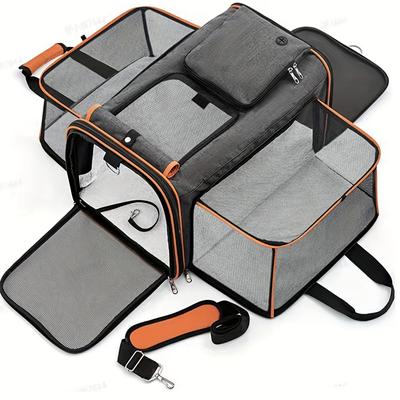 TEMU Dog Cat Pet Carrier Bag Foldable Travel Dog Carrier Airline Approved, 2 Side Expandable Pet Carrier Backpack Pet Travel Carrier For Cats Dogs Puppy Image