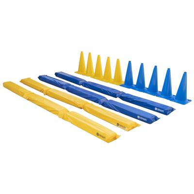 Pferdegasse gefülltes Set + 10er xxl Pylonen-Set 50 cm blau und gelb - Dönges