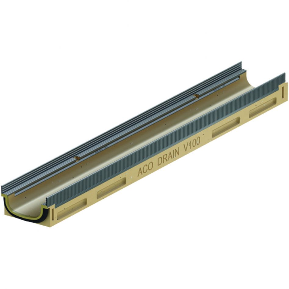 ACO Drain Multiline Seal in Flachrinne mit senkrechtem Rohranschluss, Stahl verzinkt, 80 mm,V100 Image