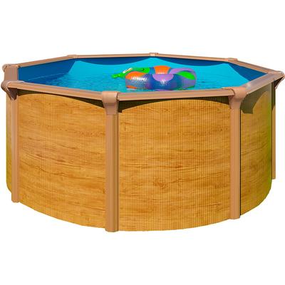 Rundpool KWAD "Green line Evolution", blau (wood, innenfarbe: blau), H:1,32cm Ø:5,5cm, Schwimmbecken, 5,5x1,32 wood Folie in blau, sand oder grau erhältlich