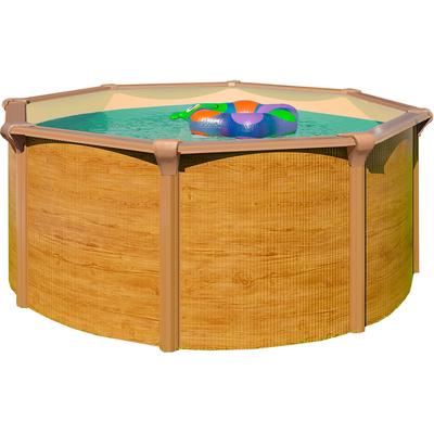 Rundpool KWAD "Green line Evolution", beige (wood, innenfarbe: sand), H:1,32cm Ø:5,5cm, Schwimmbecken, 5,5x1,32 wood Folie in blau, sand oder grau erhältlich Image