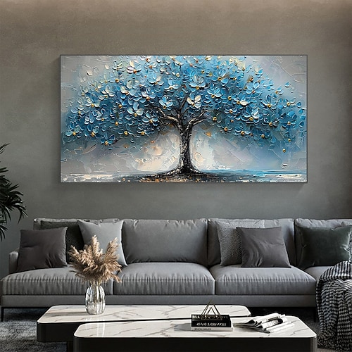 handgemachtes Original Ölgemälde Lebensbaum auf Leinwand Wand abstraktes Baumlandschaftsgemälde für Wohndekoration mit Keilrahmen/ohne Innenrahmen Gemälde Image