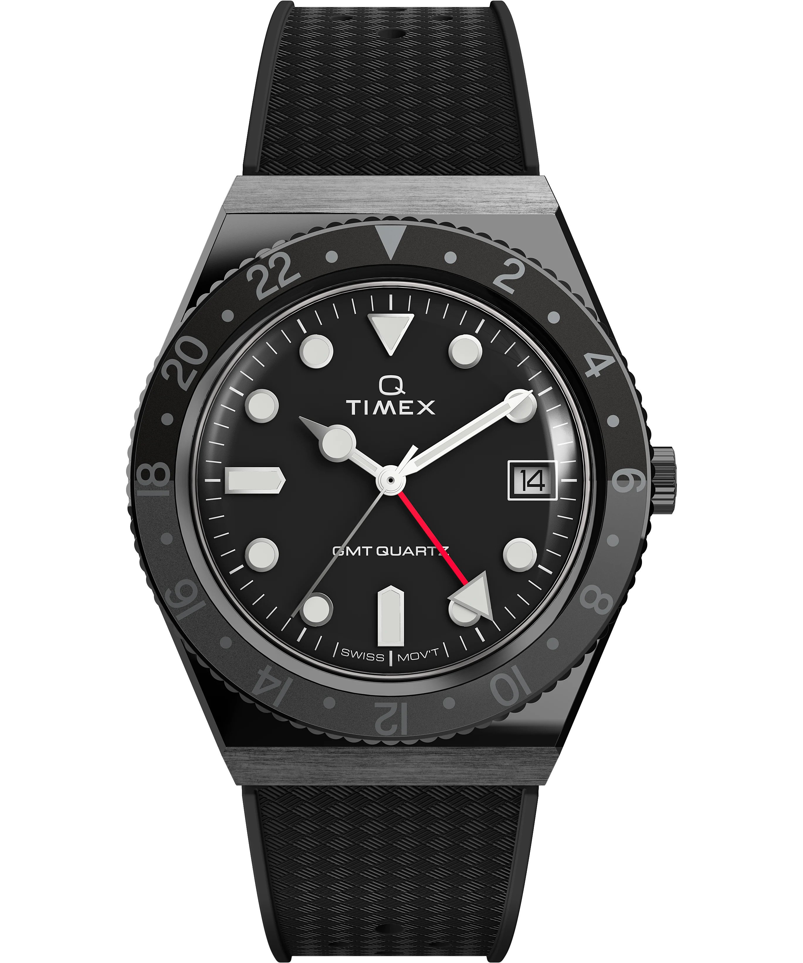 Timex Q Reissue Mens Black Watch TW2V38200 Silicone - One Size | Timex Sale | Discount Designer Brands