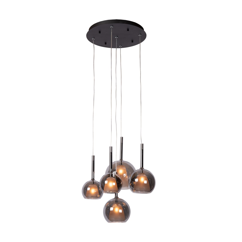 Lampe suspendue métal gris - 5 ampoules