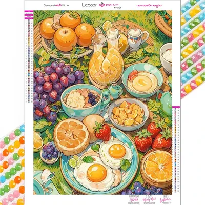 Diamond Painting 2024 Cartoon Food Picnic Picture Full Square Diamond Mosaic 5d Diy Embroidery Cross