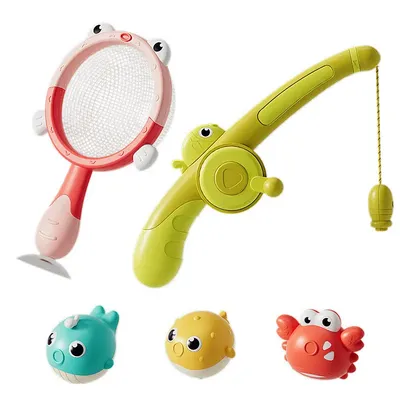 Magnetic LED Light Up Fishing Games Baby Bath Toys Set with Fishing Rod Toddler Bathtub Floating