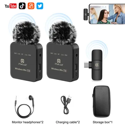 PULUZ 2.4G Wireless Lavalier Microphone Live Broadcast Gaming Microphone For iPhone Type-C Android